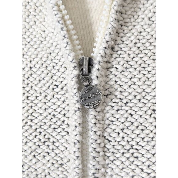 Weird Fish Womens Size 8 Textured Full Zip Beige Knit Jacket Minimalist Staple - Picture 5 of 7